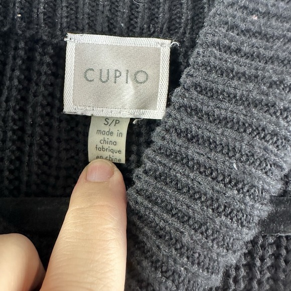 Cupio Sweater Women's S Black Long Sleeve V-Neck Choker Collar - Picture 2 of 8